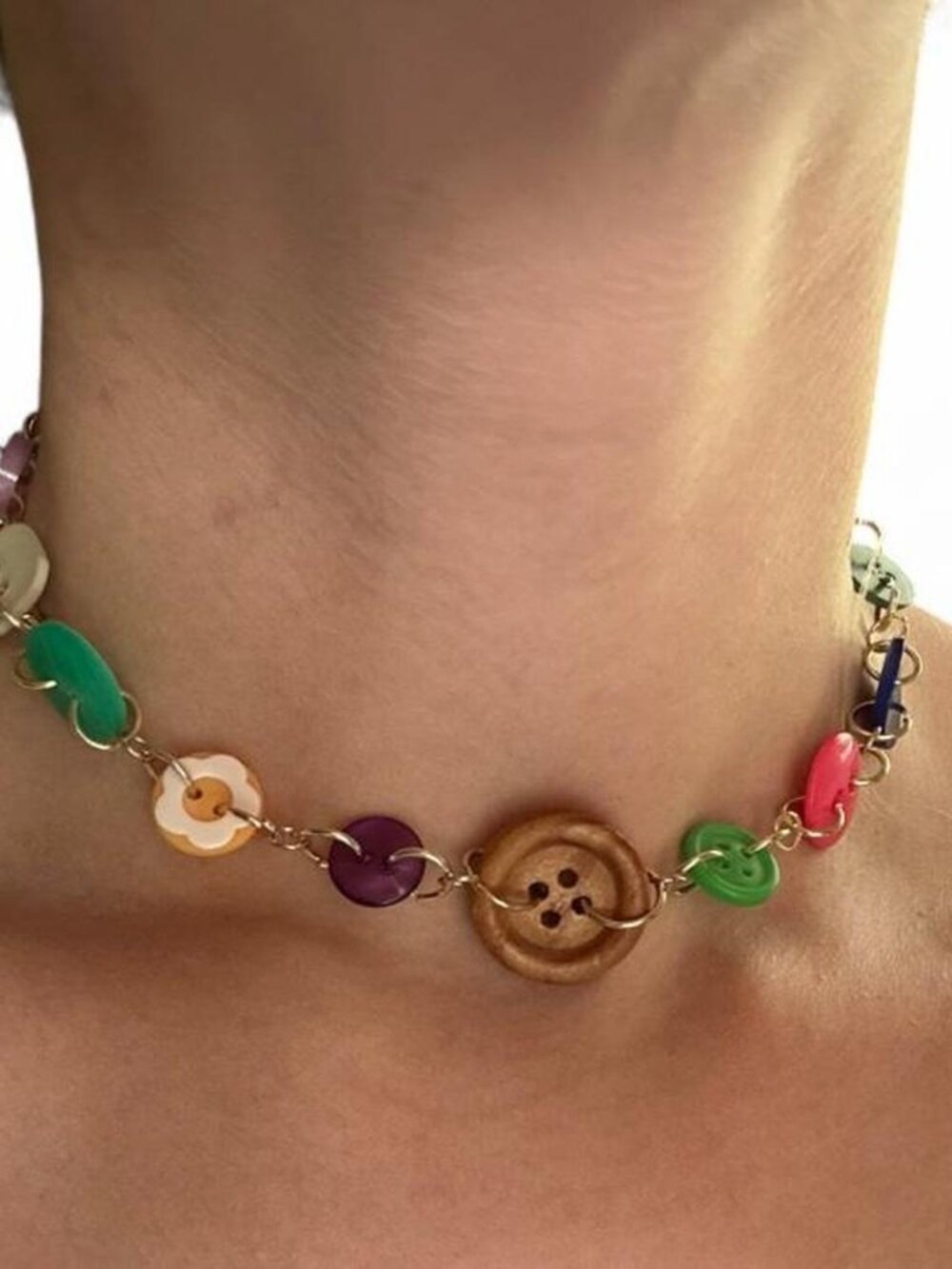 Handmade Colorful Button Necklace 🌈✨ - Picture 2 of 3